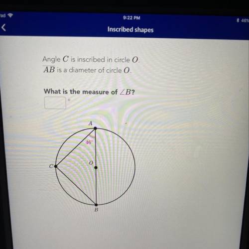 Angle C is inscribed in circle 0. AB is a diameter of circle 0. What is the measure of ZB?