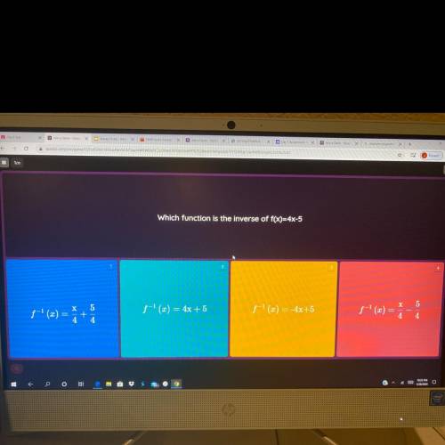 Which function is the inverse of f(x)=4x-5