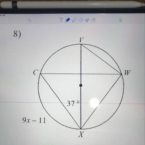 How do I find X? This is a quadrilateral inside of a circle.