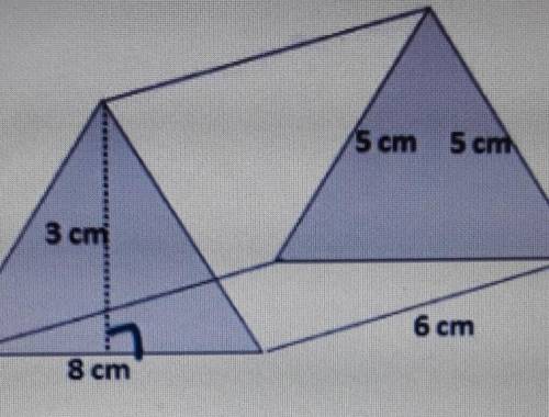 What is the surface area of this triangular prism? width: 6cmhight: 3cmbase: 5cmbottom: 8cm