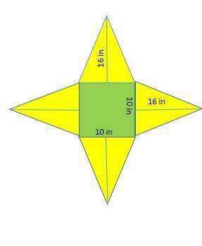 Use the net to find the surface area of the square pyramid. A) 210 in2 B) 320 in2 C) 420 in2 D) 450