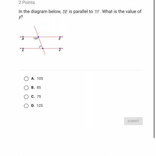 In the diagram below DE is parallel to XY what is the value Y
