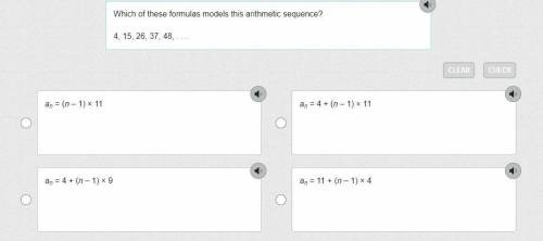 Which of these formulas models this arithmetic sequence? 4, 15, 26, 37, 48, . . .