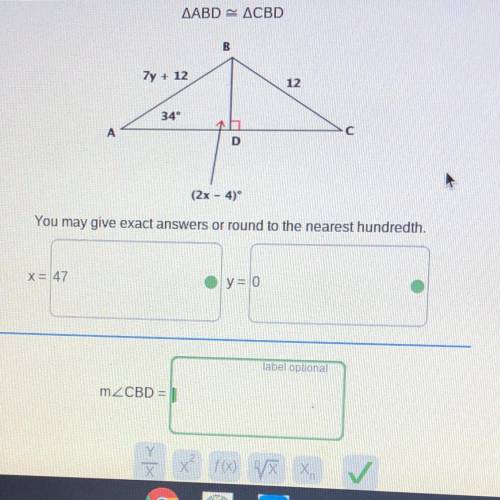 The measure of triangle CBD