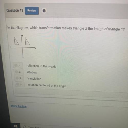 Which transformation makes triangle 2 the image of triangle 1?