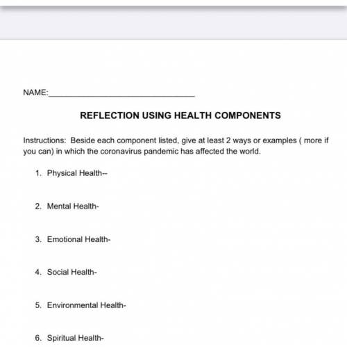 Only need help with these 6 health questions and I’m done. please help, thanks!