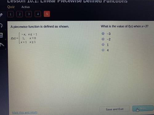 What is the value of f(x) when x=3