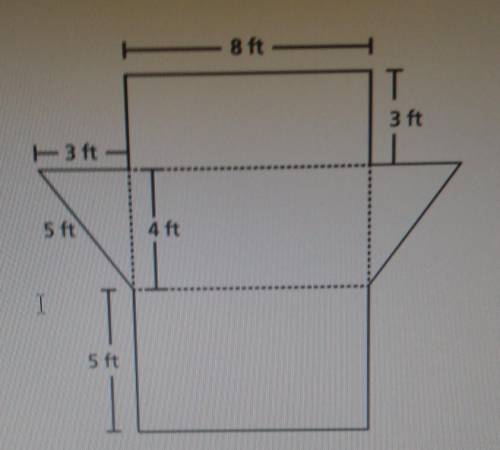 A net of a triangular prism is shown below. What is the surface area, in square feet, of the triangu