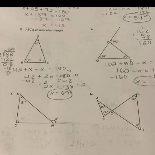 Help me solve on number 5 and 6 (solve for x)