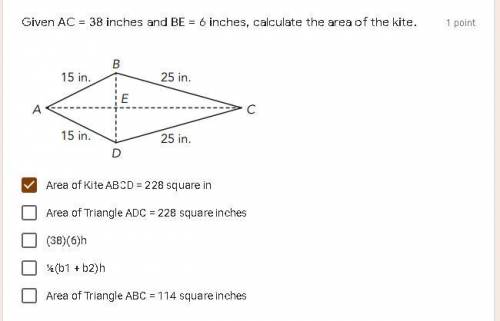 Calculate area of the kite.