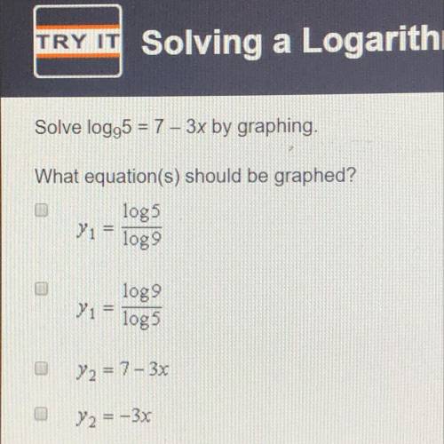 Solve logg5 = 7 - 3x by graphing.
