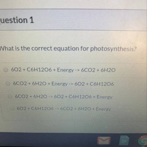 What is the correct equation for photosynthesis