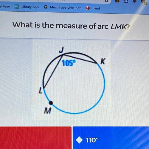 What is the measure of arc LMK?