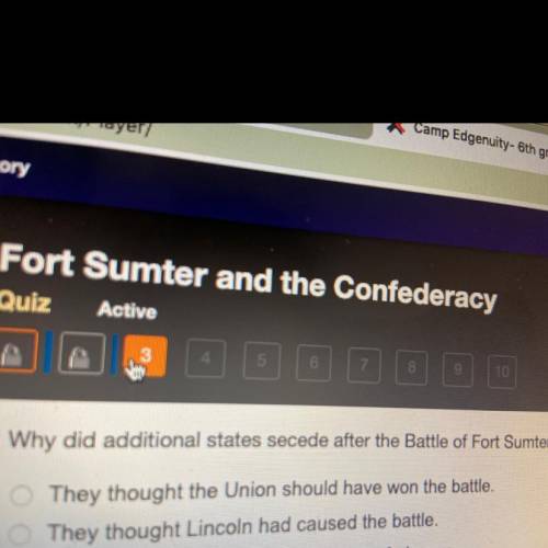 Why did additional states secede after battle of fort sumter