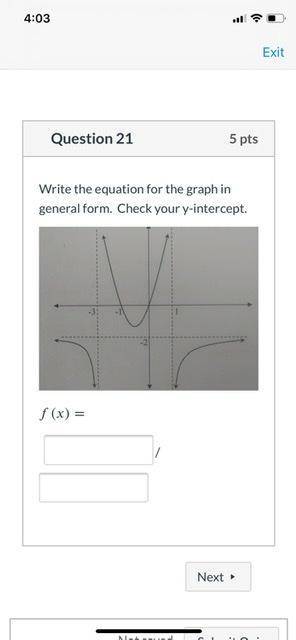 Write the equation for the graph in general form. Check your y-intercept
