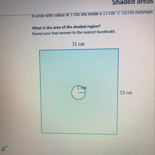 What is the area of the shaded region  1cm is in the middle