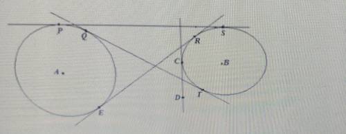 Use the image above to identify and explain the relationship between the segment and circles A and B