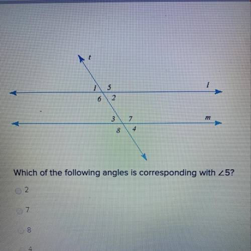 Which of the following angles is corresponding with 25?
