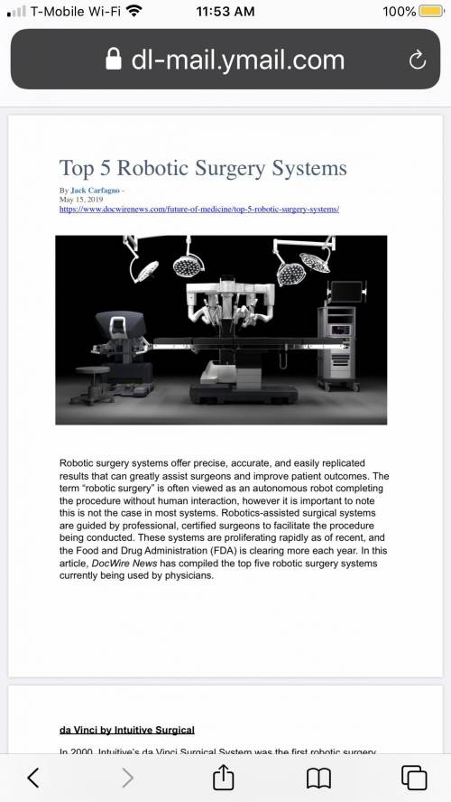 Pick 3 out of the 5 robotics systems that were talked about in the article Top 5 Robotic Surgery Sys