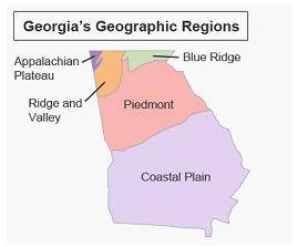 The map shows Georgia’s geographic regions.What do the names of the regions most likely suggest abou