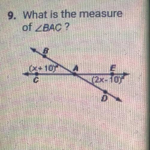 9. What is the measure of BAC?