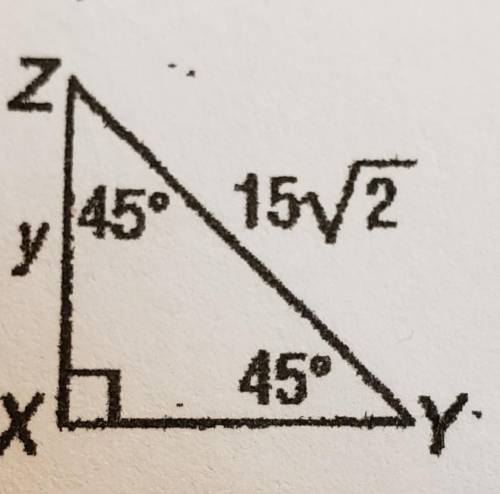 Geometry Question Find y in XYZ