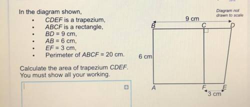 Calculate the area of trapezium CDEF