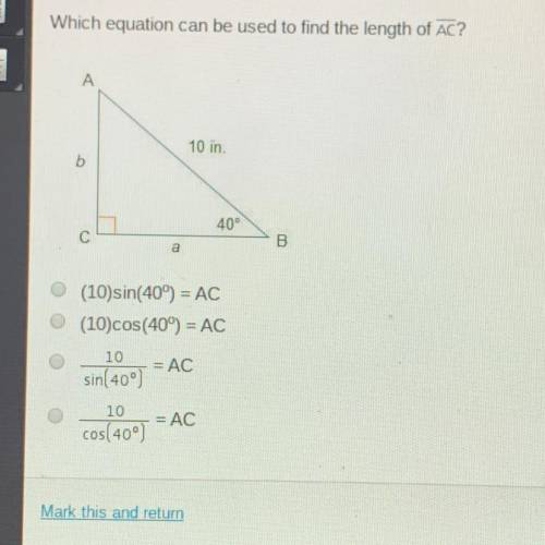 What equation can be used to find the length of AC?