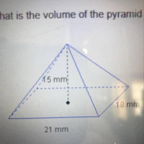 What is the volume of the pyramid in cubic millimeter? A. 709. B.946. C.1890. D.2835