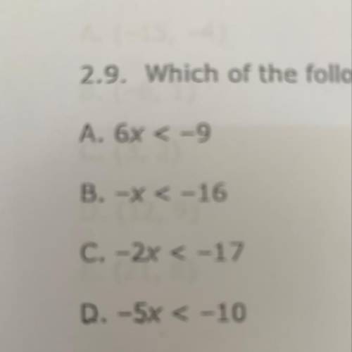 . Which of the following is equivalent to 7 - 2(x + 2) < -4 - 3(1 - x)?