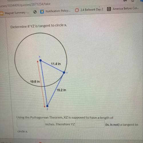 Is YZ tangent to circle x