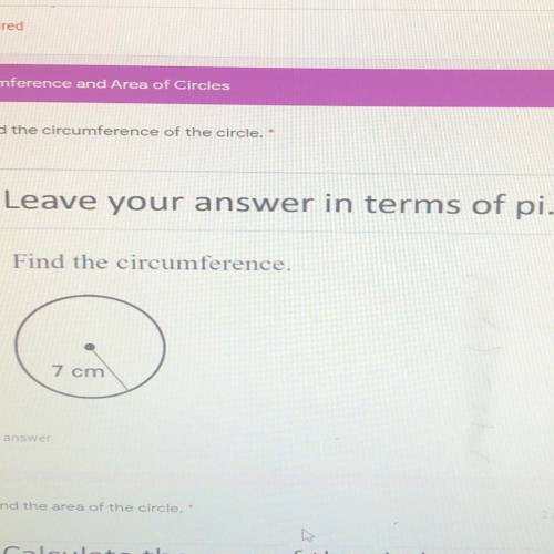 Leave your answer in terms of pi. Find the circumference.