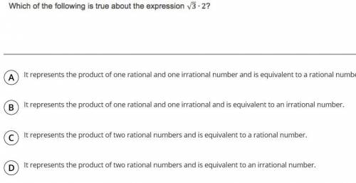 Which of the following is true about the expression square root of 3*2