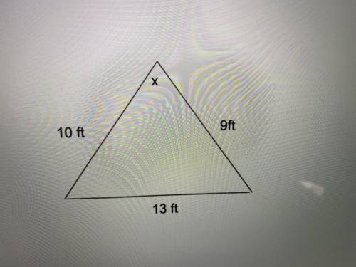 Solve the triangle for x. a) 50.1 degrees b) 93.8 degrees c) 43.7 degrees d) 86.2 degrees