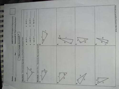 Unit 8: Right Triangles & Trigonometry Homework 6: Trigonometry Review