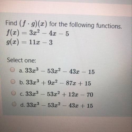 Find (f•g) (x) for the following functions.