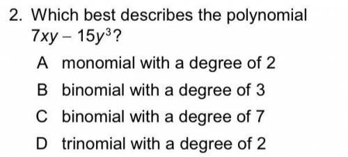 Which best describes thepolynomial 7xy - 15y^3