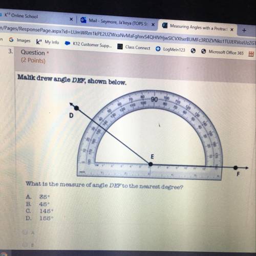 What is the measure of angle DEF to the nearest degree?