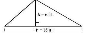 A formula for finding A, the area of a triangle is A=1/2bh, where b is the base of the triangle and