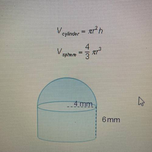 What is the volume, in cubic millimeters, of the composite figure? (Round to the nearest hundredth.