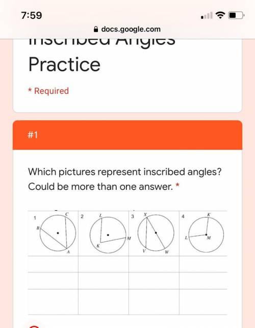 What picture represents inscribed angles could be more then one answer
