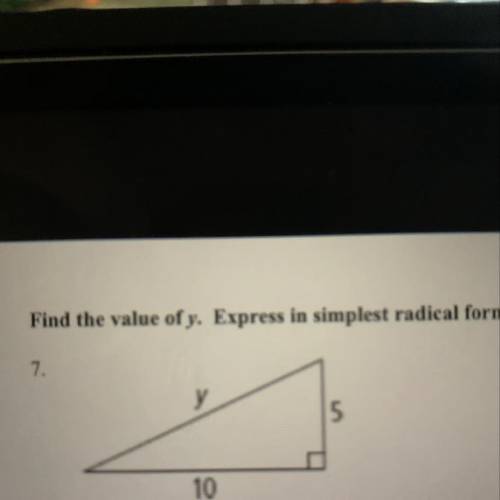 Find the value of y. Express in simplest radical form.