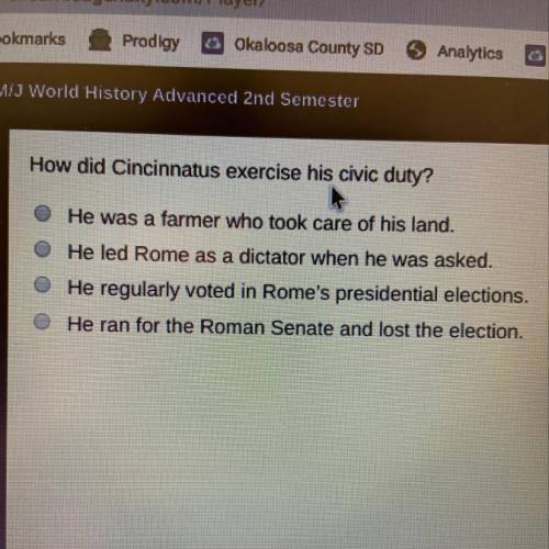 How did Cincinnatus exercise his civic duty?