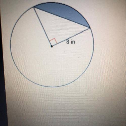 What is the area of the shaded portion of the circle? • (1671-32) in? (1671-8) in? (6417 – 32) in? (