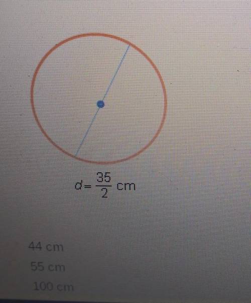 What is the circumference of the circle use 22 over 7 for pi