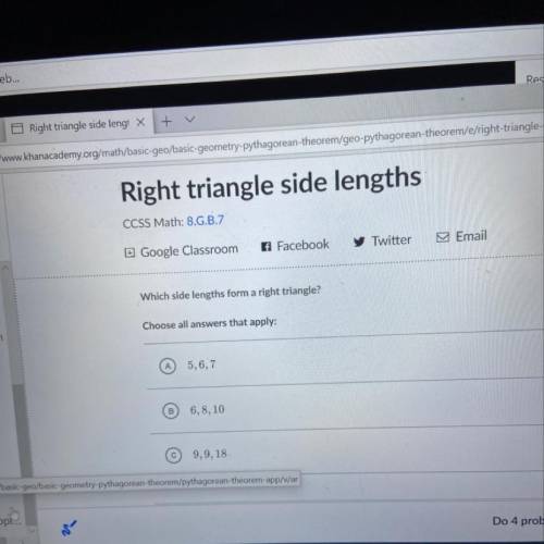 What side lengths form a right triangle