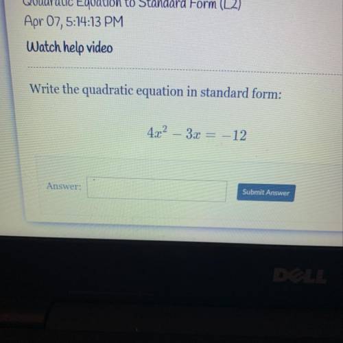 Write the quadratic equation in standard form