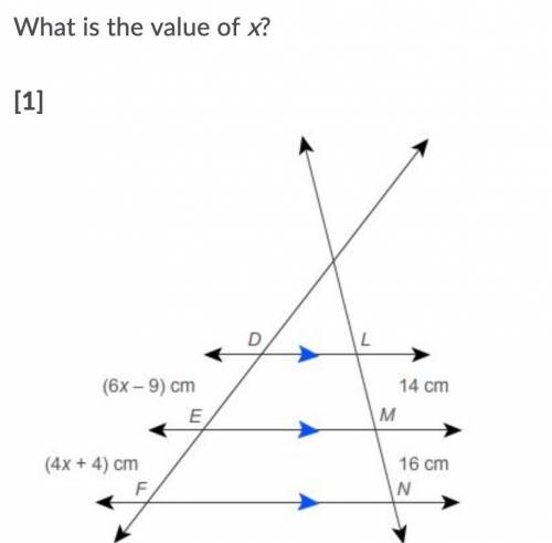 Will reward brainliest!! See attachment for image what is the value of x?