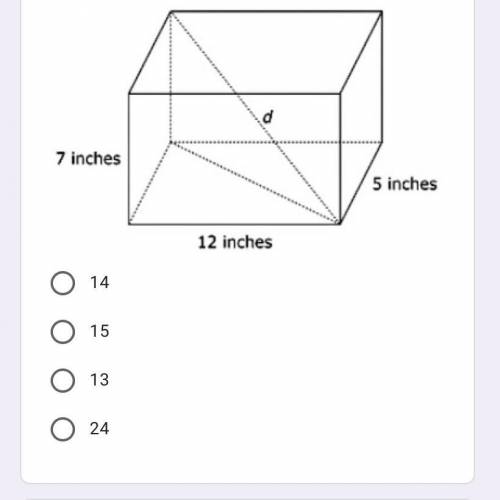 What is the length of the diagonal of the following rectangular prism? Round to nearest whole number