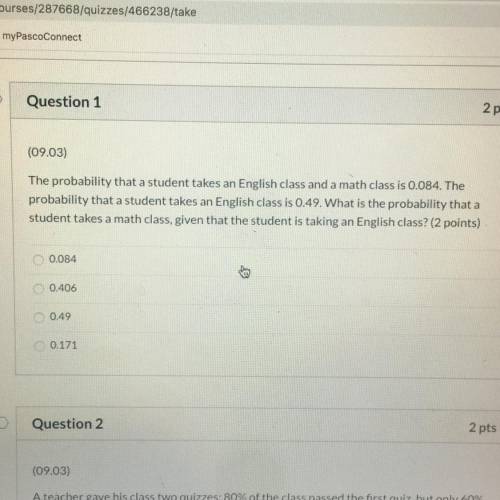 What is the probability that a student takes a math class given that the student is taking an englis